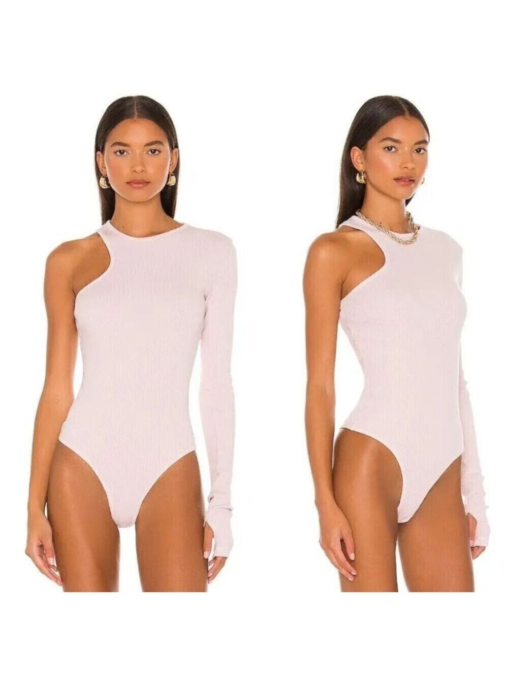 New Agolde Bea Cutaway Bodysuit In Lavender size M - Picture 2 of 8